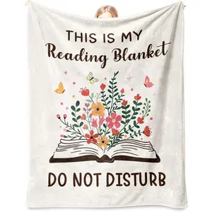Book Lovers Gifts for Women Men, Flannel Soft Book Reading Blanket Decor, Book Readers Gifts for Birthday Mothers Day Christmas, Reading Accessories, Bookish Bookworm Gift - 50x60 inches, Printed on One Side with a Plain White Back, Halloween Thanksgiving