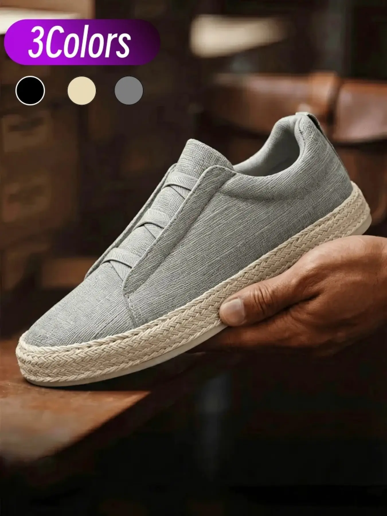 Unisex Linen Woven Loafer Shoes, 3 Colors Available, Breathable Linen Upper & Woven Trim, for Commute & Daily Leisure, Casual Commuter Shoes