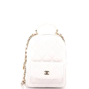 Pre-owned CHANEL Leather Backpacks Classic CC Chain Pocket Backpack Quilted Caviar Mini by Rebag