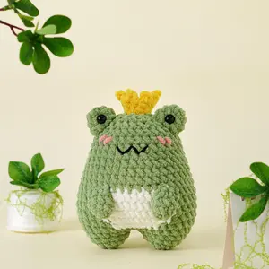 Loppy Puff  - Cute Crochet Frog Prince Plushie | Handmade Amigurumi Stuffed Animal | Soft Frog Toy With Crown | Gift For Kids & Lovers