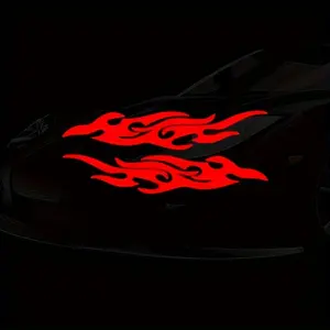 2PCS Flame Pattern Car Rearview Mirror Sticker Decorative Adhesive Laser Reflective Body Bumper Sticker Car Accessories Automotive Decal