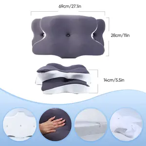 Zoned Contoured Neck Pillow Unscented Memory Foam with Cooling Cover Extra Large Armrest for All Sleep Styles 69cm x 28cm x 14cm