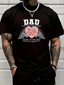 100% Cotton Forever My Angel Your Wings Were Ready Fathers Day Gift T-Shirt Women's Men's Graphic Tee Crew Neck summer vacation Tops