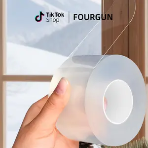 Transparent High Viscosity Sealing Tape 2 Inch x 33 FT for Glass Doors & Windows Anti-Collision Dustproof Waterproof Windproof Sealant weather winter long lasting sticky repair craft cheater no residue  nano double-sided tape
