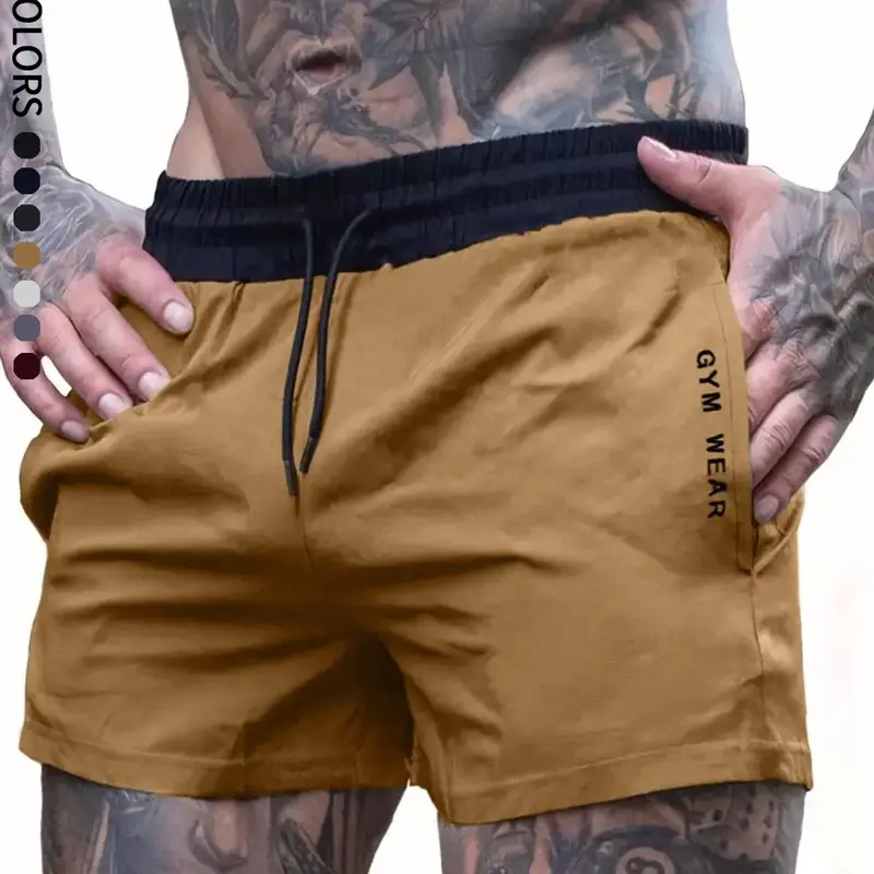 Men's Regular Fit Letter Print Drawstring Waist Shorts, Casual Pocket Design Athletic Wear Shorts for Summer, All-match Lightweight Bottoms for Men for Daily Wear, Gym Shorts, Men's Shorts, Casual Athleisure Shorts, Athletic Shorts