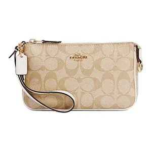COACH Nolita 19 Classic Monogram Coated Canvas and Leather Crossbody Bag for Women, Beige Khaki