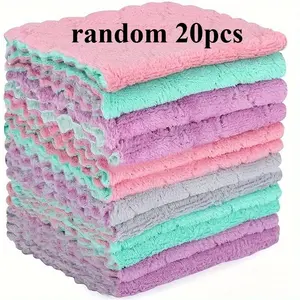 20pcs Microfiber Dish Cloths, Multi Purpose Towels For Tableware, Double Sided Cleaning Rags, Scouring Pads, Car Cleaning Tools, Car Accessories, Soft Cleaning Towel