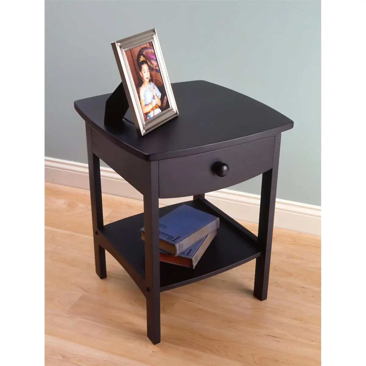 Winsome 20218 Black Beechwood END TABLE/NIGHT STAND WITH ONE DRAWER