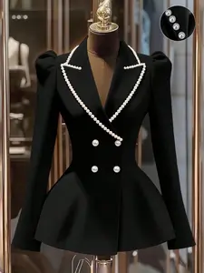 Elegant Women's Suit Jacket Fashion Design, Stylish Chic Outerwear with Long Sleeve, Fitted for Dating and Going Out, Perfect Choice for European and American Style