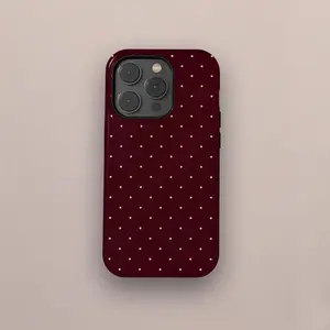 Burgundy Polka Dot Phone Case Cute Trendy Aesthetic Phone Cover for iPhone 17 16 15 14 13 12 11 Pro