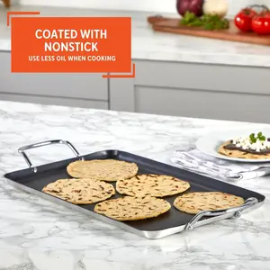 Double Burner Griddle Non-Stick 20-Inch, Black