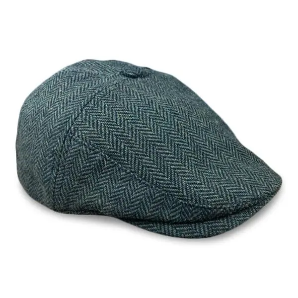 The Original 5-Panel Boston Scally Cap - Dark Olive Green Herringbone