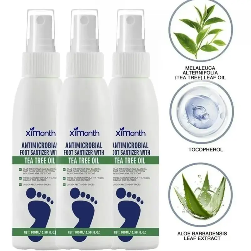 3-Pack Tea Tree Oil Base Moisturizing Spray Bottles, Antibacterial Hand & Foot Care Aid for Cracked Feet, Nail Fungus & All Skin Types, Unisex Daily Use, Christmas Gift