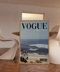 Vogue Magazine Poster, 70s Print, Blue Wall Art, Beach Poster, Summer House Poster