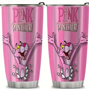 Pink Panther 20oz Stainless Steel Insulated Travel Mug with Lid Double-Wall Vacuum Insulated Coffee Cup Cute Design for Women Girls Birthday Gift Portable Drinkware Flasks
