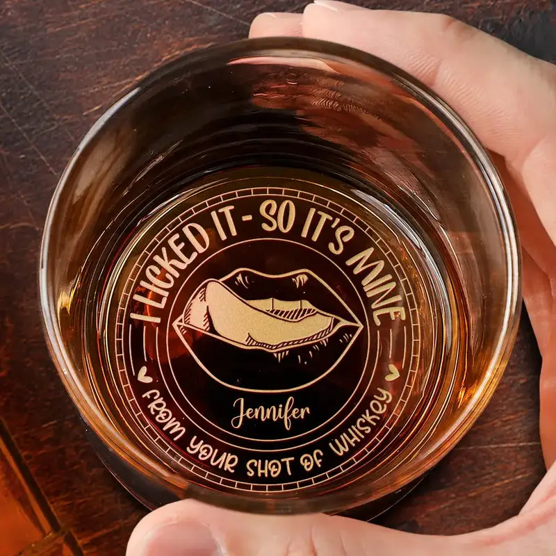 Couple I Licked It So It's Mine Husband Wife High quality laser engraved whiskey glasses, Personalize your handwriting Gifts for couples, Home Decor & Gifts, Halloween, Funny gift for men and women, Drinkware