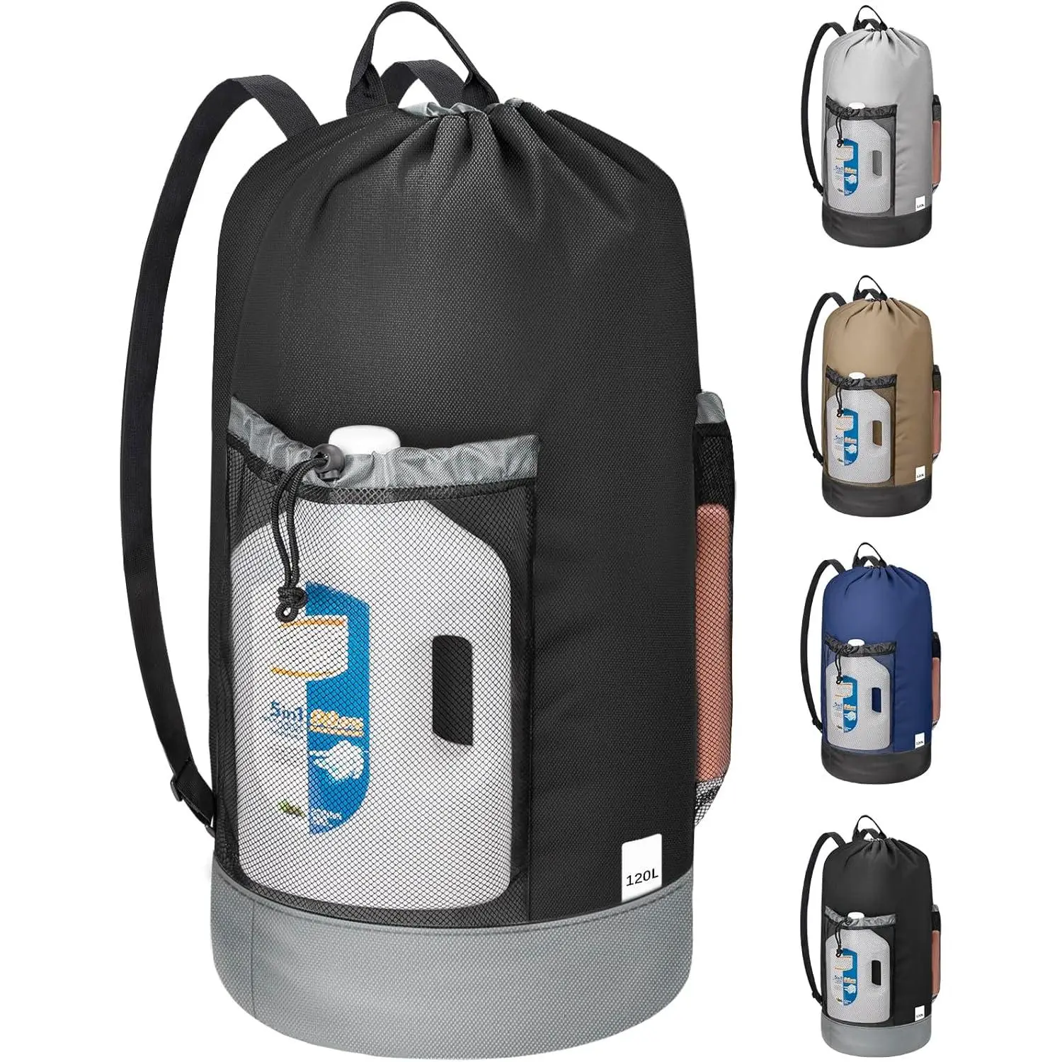 120L Laundry Bag Backpack Heavy-Duty 900D Oxford Fabric with Shoulder Straps & 2 Mesh Pockets 120L Laundry Bag Backpack Heavy-Duty 900D Oxford Fabric with Shoulder Straps & 2 Mesh Pockets
