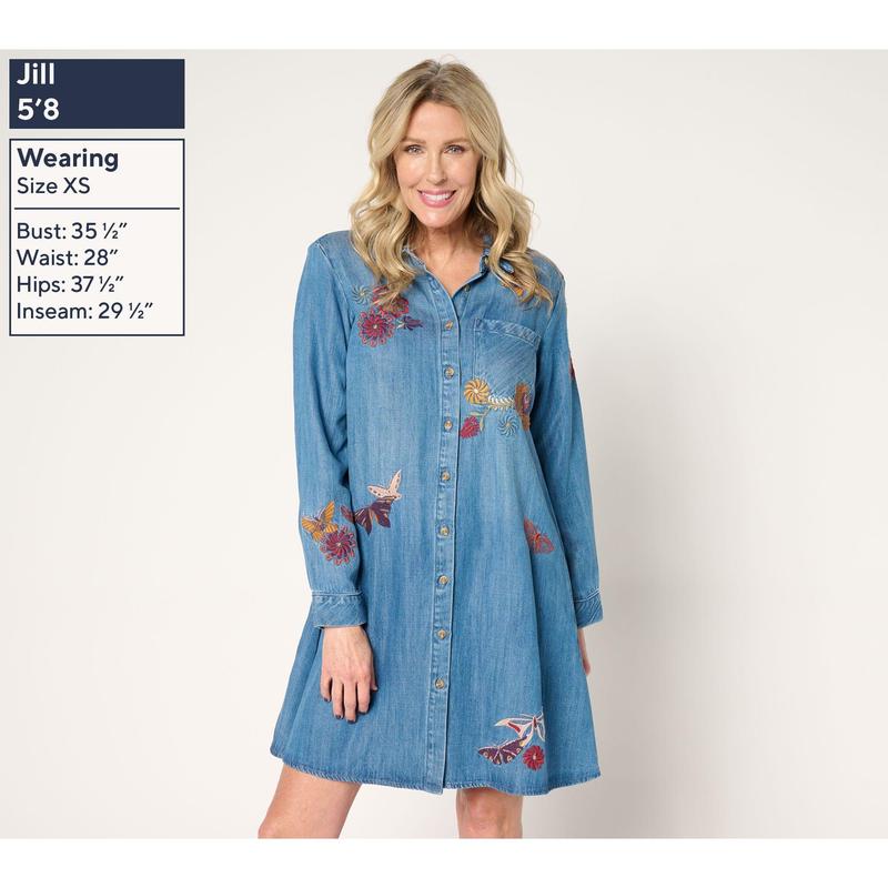 Driftwood Jeans Scottie Long-Sleeve Lyocell Dress - Butterfly
