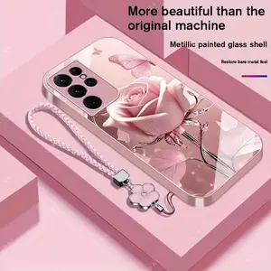 Suitable for [Galaxy S22 Ultra 5g] high-end phone case，a beautiful four-leaf clover lanyard is included,exquisite and high-end design,a variety of colors are available for you to choose from YM99
