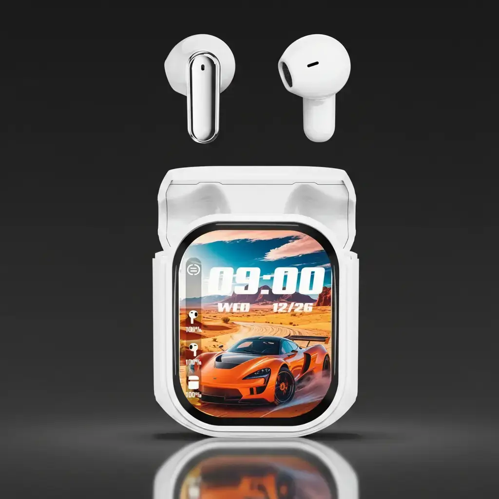 Wireless In-Ear Bluetooth Headset Earbuds - ANC Noise Cancellation, 5.4mm Hi-Res Audio Stereo, Waterproof LED Case Display, 24H Rechargeable Battery, Touchscreen Control, Hand-Free Calls, Long Range, Music for Office & Sports Use