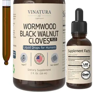 Wormwood Black Walnut Cloves Liquid - Cleanse, Detox for Humans with Papaya Leaf and Pumpkin Seed, Intestinal Guard Formula Supplement - 2 fl oz