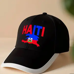 Haitian Heritage Baseball Cap - Haiti Map, Flag Colors, Baseball Pattern Hats - Lightweight Breathable Non-Stretch Polyester Hat with Button Closure for Travel, Cultural Events