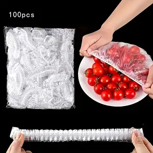 100pcs Reusable Elastic Food Storage Covers - Transparent, Stretchable Plastic Bowl & Plate Sealing Film, Odorless, Alternative to Aluminum Foil & Deli Meat Covers, Food Contact Saf