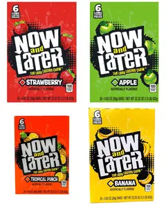 Now and Later Chewy Candy Snack Packs - 4 Boxed Packs (24 Pcs Each, 96 Total Count), Low Sodium Compact Bars, 12 Months Shelf Life, Sweet American Candies with Fall & Planet Gummies Flavors