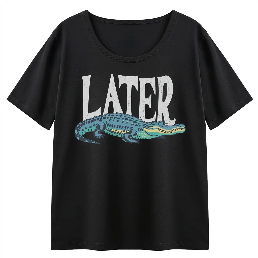 Graphic Tee Vintage Crocodile Shirt Women Later Alligator Retro American Streetwear Cool Croc Design Casual Relaxed Fit Trendy Top Funny Animal Lover Gift Soft Tee