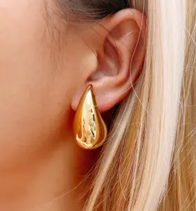 Chunky Teardrop Earring With 14K Gold Plated In Gold And Silver