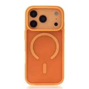 Thick Silky-Touch Magnetic Magsafe phone case for iPhone 17 16 15 14 13 12 Pro Max Plus Air Protection Protector,Protector Cover, Shockproof Casing,orange black blue gray  Premium Retro fashion  Protective Smartphone