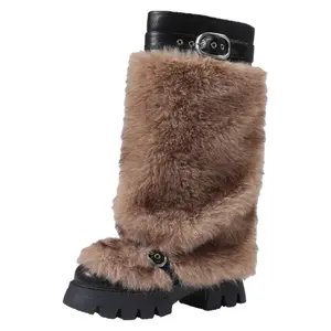 Women's Faux Fur Leg Warmers - Plush Soft Boot Cuff Sleeves, Winter Fashion Style Cozy Boot Accessory