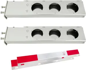 Stainless Steel Spring Loaded Mud Flap Hangers for Semi Trucks Rear Bar with Light Cutouts and Reflective Plate 2.5 Inches Bolt Spacing (Circular Hole)