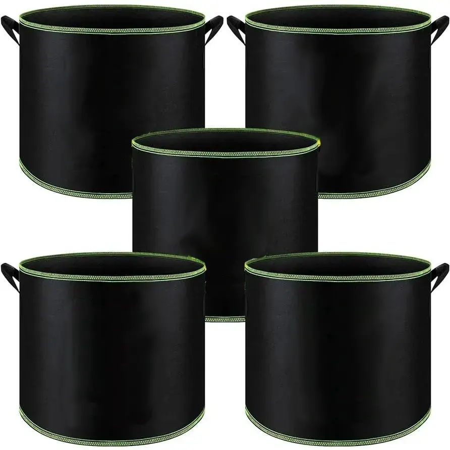 5 Pack 5 Gallon Grow Bags Heavy Duty Aeration Fabric Pots with Handles Thickened Nonwoven for Vegetables Fruits Flowers Portable Garden Planters 12x10 Inches, gift