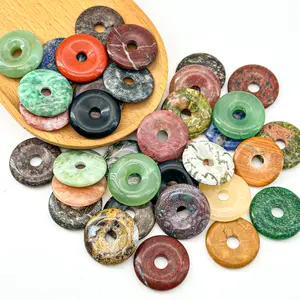 【Star Gate】3 count Natural crystal Donut Beads - 3cm Polished Crystal Disc Pendants for Jewelry Making & Crafts