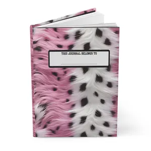 Faux Fur Pink & White Hardcover Journal — “This Journal Belongs To” Notebook