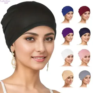 5Pcs Cotton Muslim Hijab Undercap, Elastic Stretch Bonnet Turban, Soft Breathable Closed Underscarf, Premium Comfort Head Hood, Modest Essential Headwear, Lightweight Daily Casual Accessories for Muslim Women All Year Round,summervibes