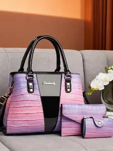 Fashion Colorful Gradient Women's Handbag, Colorblock Bag, Snakeskin Print Crossbody Bag, Multiple Colors Available, Perfect Mother's Day Gift