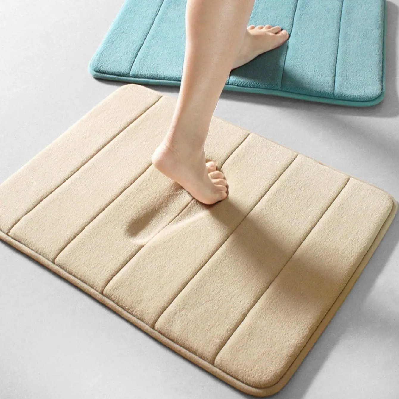 Thick Coral Velvet Floor Mat, Memory Foam Absorbent Anti-Slip Rug for Kitchen & Bathroom, Comfortable, Soft Highly Absorbent Area Rug, Water Absorbent Bathmat, Bathroom Decorative Mat, Non Slip Mats, Cozy Bath Mat