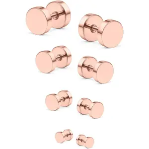 18G Black Stud Earrings Men for Women Faux Gauges Ear Tunnel Stainless Steel Earrings 3mm 4mm 5mm 6mm