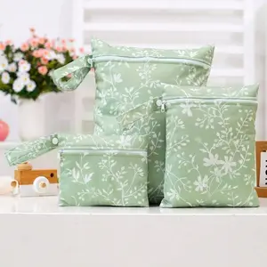 3Pcs Colorful Rainbow Print Wet Dry Bags - Portable Polyester Cosmetic, Diaper, and Travel Organizer with Zipper Closure for Youngsters' Essentials, Diapers, and Accessories