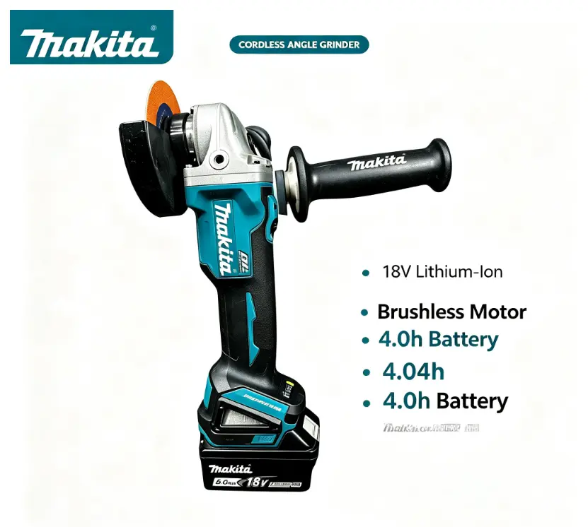 Makita DGA404 Cordless Lithium Angle Grinder - Rugged Hand Tool with Overload Protection, Kickback Reduction, Active Vibration Control, Work Light, Side Adjuster, Storage Case for Concrete Cuts, Rebar Trimmings task
