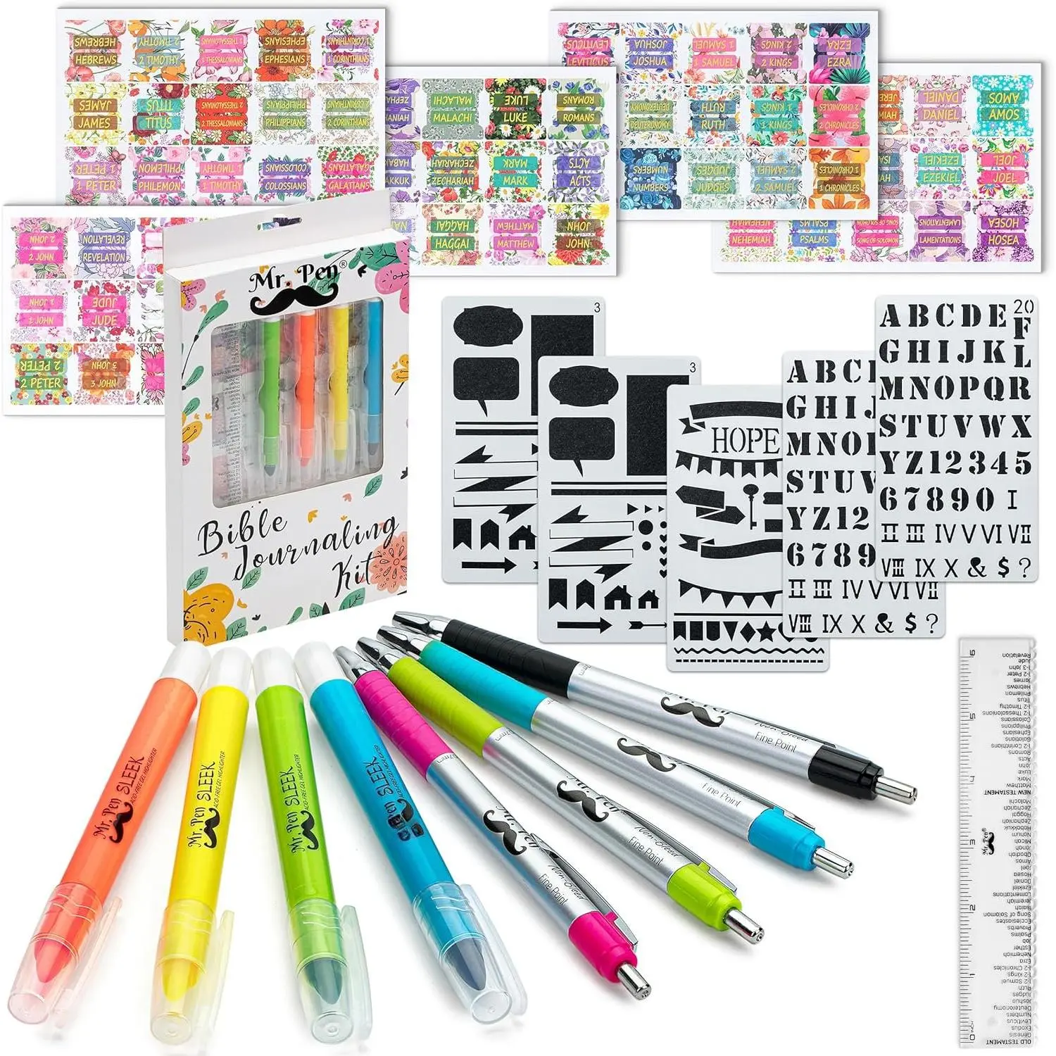 -  Journaling Kit for Women,  Highlighters and s No Bleed, Tabs, Stencils & Ruler for Devotions, Prayer & Christian Gifts, Mothers Day