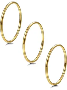 3pcs 1mm Stainless Steel Women's Plain Band Knuckle Stacking Midi Rings Comfort Fit 3-10