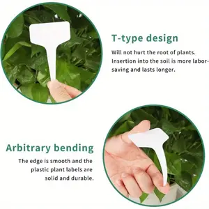 100pcs Reusable T-Shaped Garden Labels - Durable Waterproof Plastic Plant Markers with Easy-to-Write Surface, Weather-Resistant for Outdoor & Indoor Gardens, Raised Garden Beds