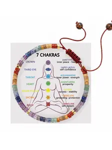 Women's Seven Chakra Healing Crystal Bracelet, Natural Crystal Stone, Adjustable Meditation Beaded Rainbow Color Hand Chain Jewelry Gift