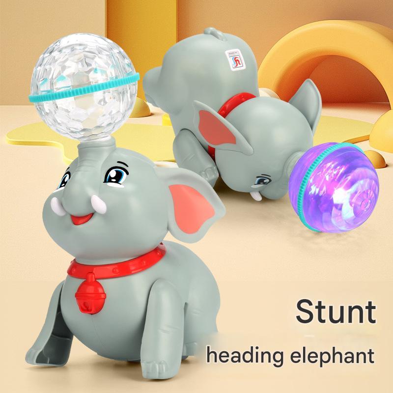 Electric Elephant Toy, Automatic Acrobatic Toy with Light & Music, Universal Rotating Crawling Walking Toy for Boys Girls, Holiday Birthday Gift