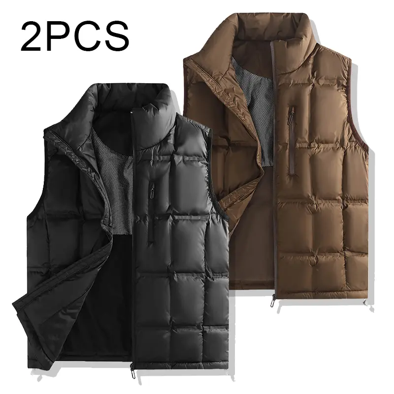 Two-pack fashionable women’s best-selling stand-collar plaid casual vest, loose trendy sporty vest for spring and autumn, lightweight sleeveless comfortable vest jacket, versatile for everyday commuting, going out, home wear, and outdoor walks