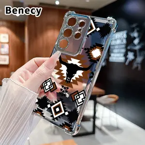 Compatible with Samsung Galaxy S26 S23 Ultra S24 Plus S25 S22+ FE Edge Phone Case Retro Western Cowboy Clear Protective Four Corners Air Cushion Anti-drop Shockproof Cellphone Casing