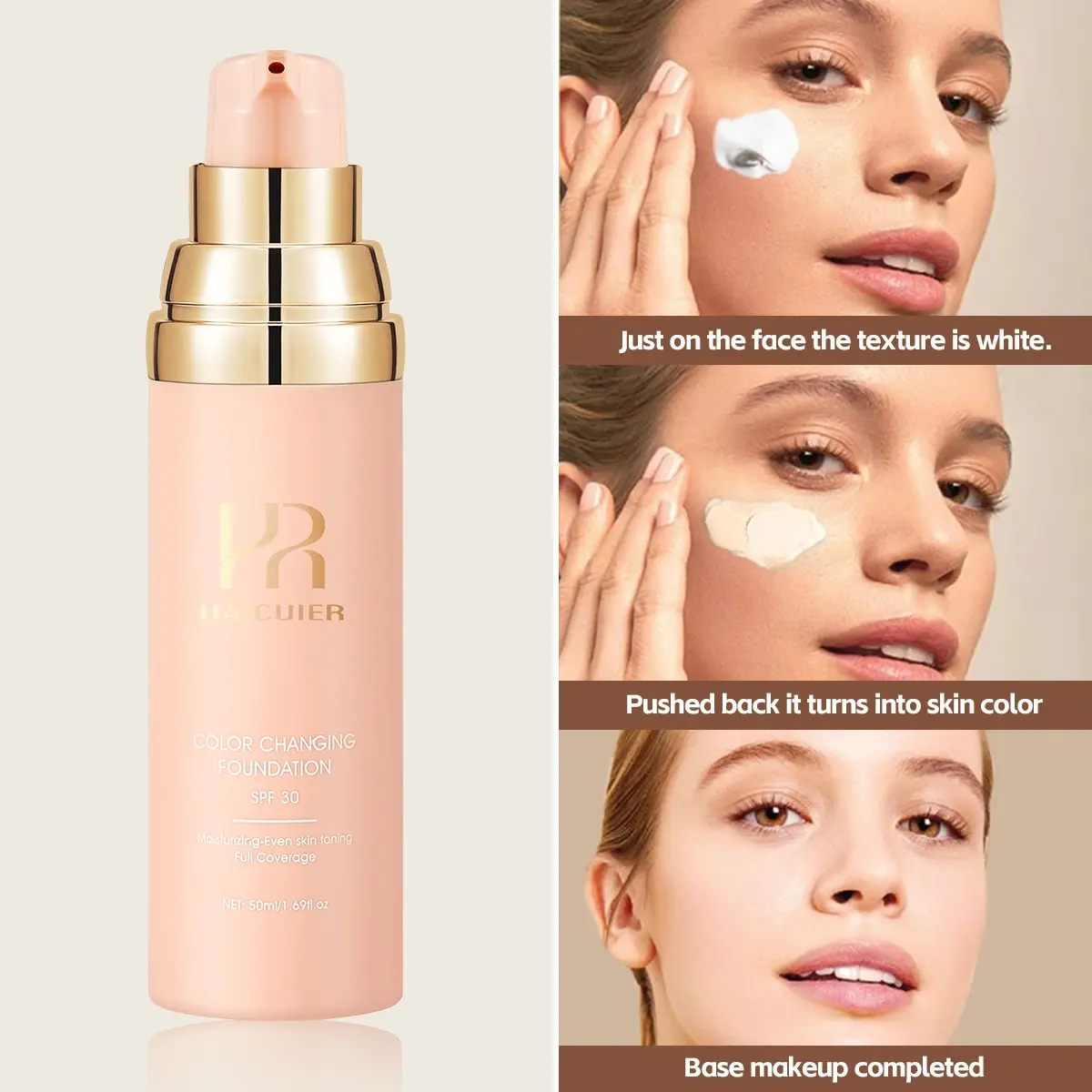 Multifunctional Color Changing, Moisturizing Makeup Foundation, Full Coverage, Creamy Texture, Even Skin Tone, Suitable for All Skins, Concealer Foundation Hybrid, Longwear Foundation